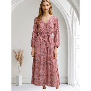 NEW INC INTERNATIONAL  Maxi Cute Dress Size 6 Pink Animal print Long Sleeve